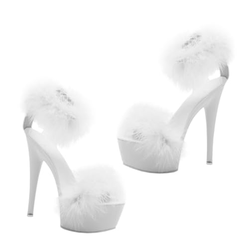 BESTYASH Weiße Damen Sandalen mit Ultra Hohem Absatz Rutschfeste Plateau Sohle Feiner Absatz Atmungsaktive Sommer Schuhe für Frühling und Sommer Modisch und Elegant von BESTYASH