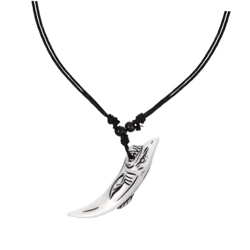 BESTYASH Wolfzahn Halskette Herren Holzperlen Tribal Surferkette Leicht Verstellbar Geschenkidee von BESTYASH
