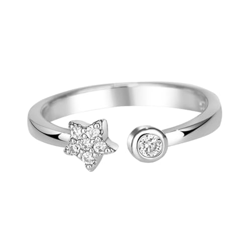 BESTYASH Zierlicher Offener Damenring Stern Motiv Verstellbar Modischer Schmuck Feiner Ring für Alltag und Geschenk von BESTYASH