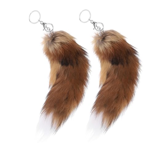 BESTYASH 2stücke Flauschiger Fuchsschwanz Schlüsselanhänger Dekorativer Schlüsselbund Für Damen Für Autoschlüssel Und Handtaschen Niedliches Accessoire Mit Kunstfell von BESTYASH