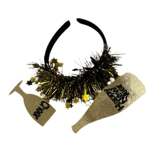 Neues Jahr Stirnband Kopfbedeckungen Für Silvester Frohes 2024 Stirnband Frohes Jahr Hüte Stirnband Für Das Neue Jahr 2024 Stirnband Mit Pailletten Stirnbänder Rave Stoff Golden BESTYASH von BESTYASH