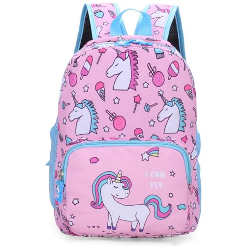 BESTZY Einhorn Rucksack, Einhorn Mädchen Schultasche, Rosa Einhorn Kindergartenrucksack, Einhorn Kinderrucksack Ideal für Schule Reisen von BESTZY