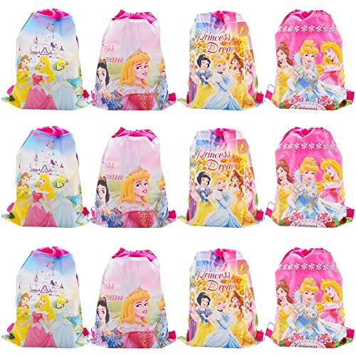 Kordelzug Party Tasche, 12PCS Princess Partytüten Kindergeburtstag Tüten Mitgebsel Kindergeburtstag Turnbeutel Kindergeburtstag Gastgeschenke Tüten Tasche für Kindergeburtstag, Geburtstagsfeier von BESTZY