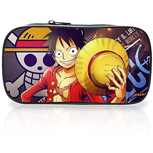 One Piece Federmäppchen, One Piece Mäppchen Reißverschluss Tasche Federtasche Kinder Große Kapazität Pencil Case Stiftetaschen Beutelhalter Federmäppchen Aufbewahrungstasche für Kinder Office Schulbe von BESTZY