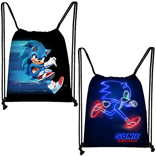 Sonic Kordelzug Rucksack Reisetasche für Jungen oder Mädchen Leichter Rucksack für Fitnessstudio, Ideal für Sportschuhe, Schwimmen, Sport, Geschenk für Kinder, Geschenk Mitbringsel Tüten 2pcs（B） von BESTZY