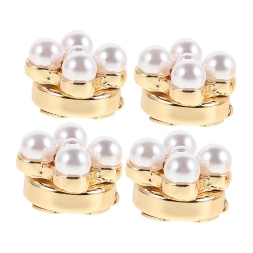 4 Stück Blumen-Manschettenknöpfe dekorative Hemdärmelknöpfe elegante Manschettenknöpfe Knopfclip-Schmuck elegante Blumenknopfbezüge Perlenschmuckknöpfe Legierung Weiß von BESTonZON