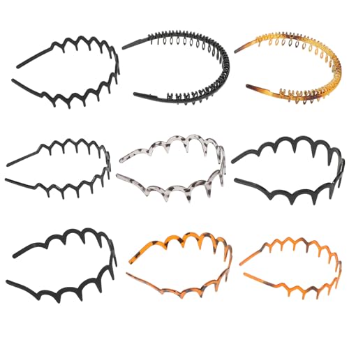 9 Stück Teiliges Haarschmuck mit Rutschfestem Gezahntem Kunststoff Stirnband für Damen und Herren Ergonomisch Leicht Vielseitig Einsetzbar für Make Up Hautpflege und Haarstyling von BESTonZON