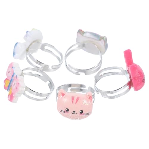 BESTonZON 1 Box Kinder Cartoon Ring Ringe Geschenk Mädchen Spielzeug Modeschmuck Für Mädchen Kleinkind Mädchen Schmuck Kinderschmuck Kleinkindschmuck Kleines Mädchen Kunststoff Mädchen Kind von BESTonZON