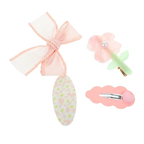 BESTonZON 1 Satz Haarspange Haarschmuck Kinderhaaraccessoires Für Mädchen Haarnadel Für Kinder Süße Haarspangen Perle Haarnadel Blumenclips Babyanzüge Hochzeit Haarspange Rosa Acryl von BESTonZON