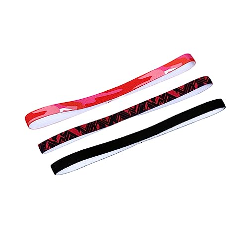 BESTonZON 1 Satz Teiliges Fitness Haarband Rutschfestes Und Schweißabsorbierendes Stirnband Für Yoga Sport Und Fitness Atmungsaktives Kopfband Rot Und Camouflage Design Für Frauen 3 Stück von BESTonZON