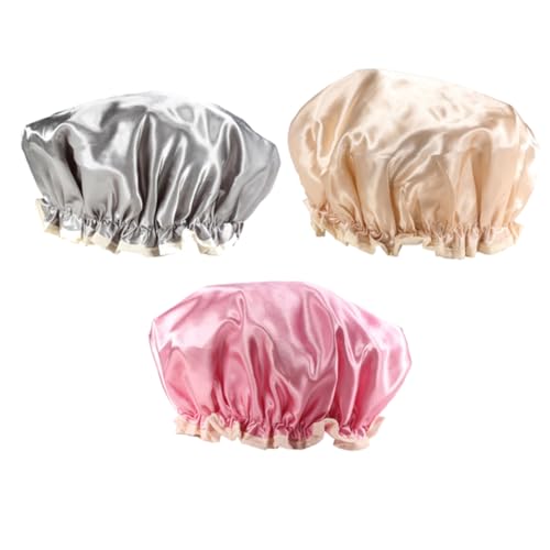 BESTonZON 1 Satz Wasserdichte Duschhaube Schlafhaube Frau Duschhauben Badekappen Für Frauen Dame Duschhut Badekappen Wasserdicht Zufällige Farbe 3 Stück von BESTonZON