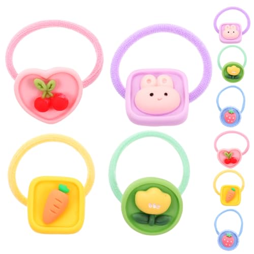 BESTonZON 10 Stück Teiliges Süße Haargummis für Mädchen mit Elastischen Bunten Haarbändern in Früchte Blumenmotiven Dehnbar und Schonend Vielseitig als Pferdeschwanzhalter und Armband für von BESTonZON