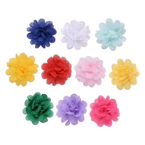 BESTonZON 10 Stück Blumen Haarspangen Für Mädchen Haarschmuck Für Kinder Bunte Haarclips Aus Chiffon Modisches Design Für Verschiedene Anlässe von BESTonZON