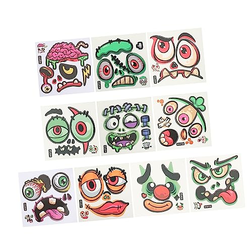 BESTonZON 10blätter Halloween Kürbis Gesicht Aufkleber Dekoration Für Partys Bastelset Mit Verschiedenen Designs Selbstklebend Und Vielseitig Einsetzbar Für Erwachsene von BESTonZON