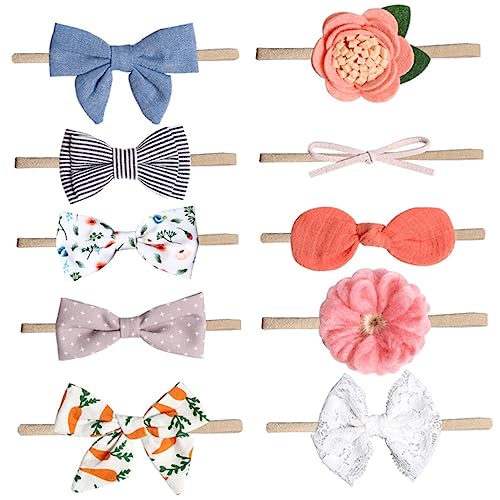 BESTonZON 10er Set Niedliche Haarbänder Mit Schleifen Elastische Haaraccessoires Für Neugeborene Kleinkinder Und ädchen Bunte Haarschmuck Für Babys Und von BESTonZON