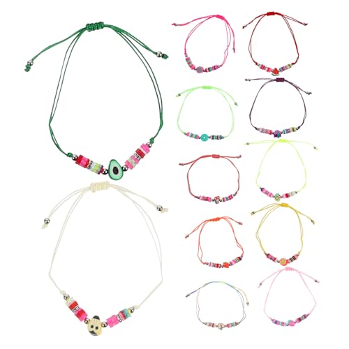 BESTonZON 12 Stück Teiliges Perlenarmband aus Polymer Clay Stapelbare Bunte Boho Armbänder für Frauen Freundschaftliche Kinderarmbänder Vielseitiger Schmuck für Alltag und Party von BESTonZON