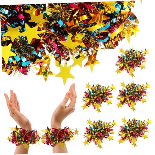 BESTonZON 14 Stück Teiliges Cheerleading Pom Poms aus Glitzerndem Kunststoff Langlebig und Sanft Bunte Handgelenksblumen mit Fünfzackigem Stern für Sportveranstaltungen Party und von BESTonZON