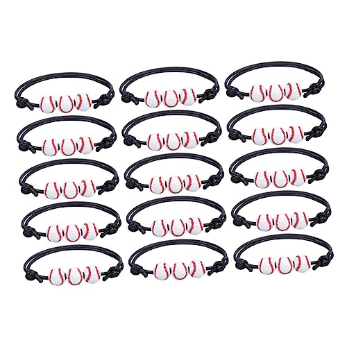 BESTonZON 15 Stück Teiliges Baseball sportarmband Handgefertigte Geflochtene Armbänder aus Schwarzem Faden Leichtes Hautfreundliches Modeschmuck accessoire für Mädchen und Frauen als von BESTonZON