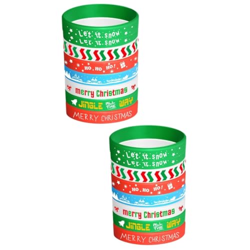 BESTonZON 16 Stück Teiliges Weihnachts Silikonarmband für Erwachsene Flexible Dehnbare Xmas Wristbands mit Festlichen Motiven als Partygeschenk und Festliche Dekoration von BESTonZON