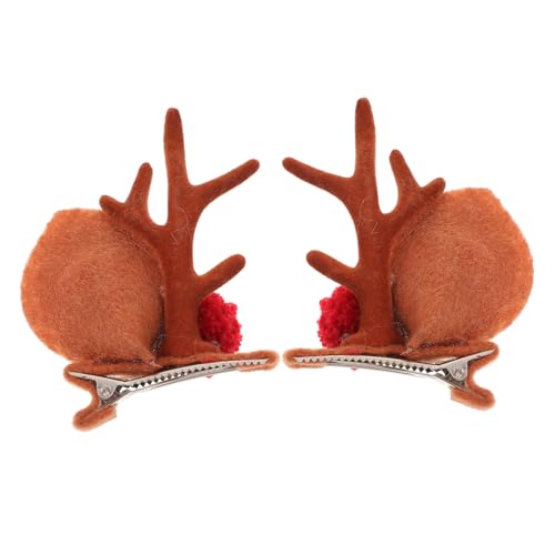 BESTonZON 1Paar Weihnachts Haarspangen Niedliche Rentier Geweih Haarspangen für Festliche Anlässe Haarschmuck für Weihnachten und Karneval Langlebig und Bequem Zubehör für Jede von BESTonZON