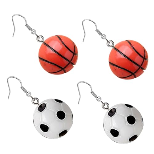 BESTonZON 2 Paare Sportliche Basketball und Fußball Ohrringe aus Leichtem Resin Modische Baumelnde Ohrhänger für Damen und Mädchen Farbenfrohe Dekorative Ohrschmuckstücke für Sportliche BESTonZON 2 Paare Sportliche Basketball und Fußball Ohrringe aus Leichtem Resin Modische Baumelnde Ohrhänger für Damen und Mädchen Farbenfrohe Dekorative Ohrschmuckstücke für Sportliche von BESTonZON