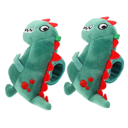 BESTonZON 2 Stck Plüsch Dinosaurier Schnapparmbänder Slap Wristband Kuscheliges Tier Design Party Mitgebsel Füller Weiches Material Sicher Komfortabel von BESTonZON