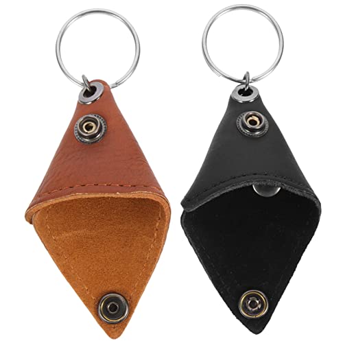 BESTonZON 2 Stück Guitar Picks Aufbewahrungstasche mit Schlüsselring Schwarz Braun Gitarren Plektrum Organizer für Akustikgitarre Bass und Ukulele Stabil Tragbar und Praktisch von BESTonZON