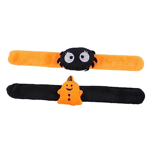 BESTonZON 2 Stück Halloween Slap Armbänder Spaß Party Deko mit Kürbis und Spinnen Niedlich Langlebig von BESTonZON