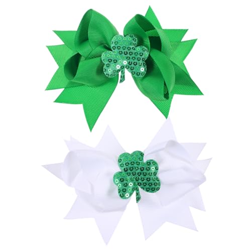 BESTonZON 2 Stück Kleiner Haarclip mit Kleeblatt Design für Süße Haarschmuck für Patrick Day Niedliche Haarnadeln für Partys und Besondere Anlässe Weiß Grün von BESTonZON