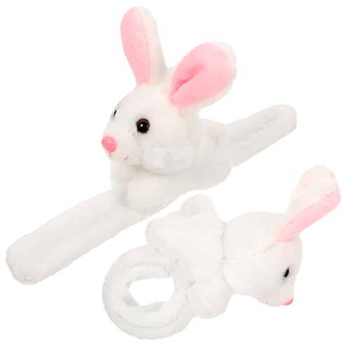 BESTonZON 2 Stück Plüsch Schnapparmband mit Süßem Hasen Design Weiches Kuscheltier Armband für Party Gastgeschenk Bequemes Sicheres Slap Bracelet für Geburtstag und Festlichkeiten von BESTonZON