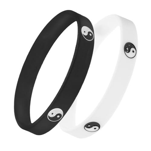 BESTonZON 2 Stück Silikonarmbänder Yin Armbänder für Männer und Frauen Sportliche Gesteinsarmbänder von BESTonZON