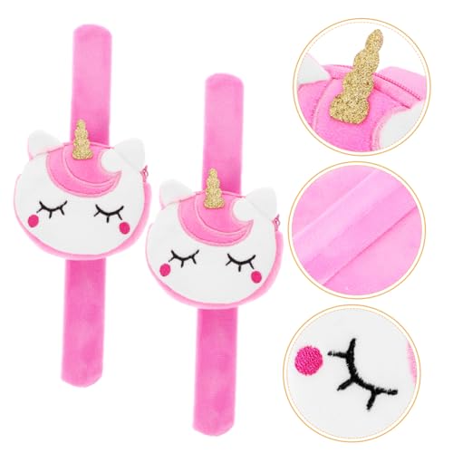 BESTonZON 2 Stück Slap Armbänder Einhorn Cartoon Klatscharmband mit Münztasche Weiß Party für Mädchen Jungen Geburtstags Mitgebsel von BESTonZON
