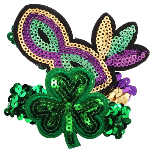 BESTonZON 2 Stück St Patrick Day Armbänder mit Grünen Goldenen und Violetten Pailletten Verstellbare Kleeblatt Wristbands für Irische Partydekoration und Festtagsfeiern von BESTonZON