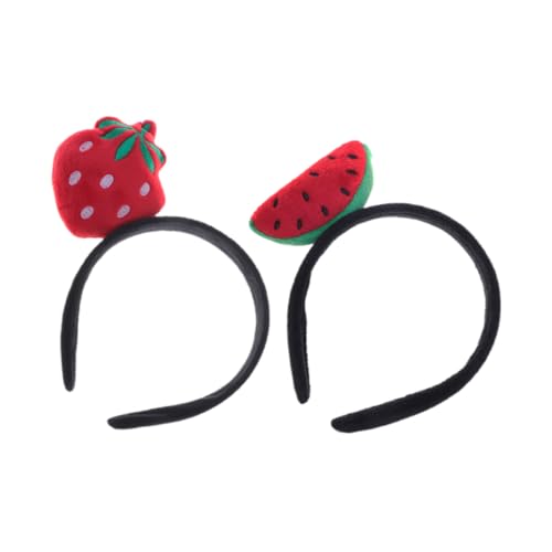 BESTonZON 2 Stück Teiliges Obst Haarband Wassermelone und Erdbeere Niedliche Party Haarreifen mit Bequemem Sitz Lustiges Kopfschmuck Accessoire für Themenpartys und Kostümfeste von BESTonZON
