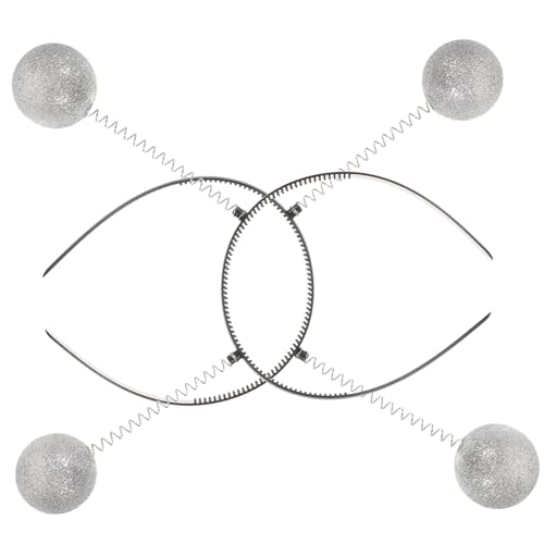 BESTonZON 2 Stück Teiliges Silbernes Glitzer Haarreif mit Schwingenden Runden Kugeln Leichtes und Flexibles Halloween Kostüm Accessoire für Damen für Partys und Aufführungen von BESTonZON