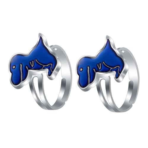 BESTonZON 2 Stück Verstellbare Stimmungsringe Dinosaurier Farbwechsel Temperaturanzeige Schmuck für Jungen Mädchen von BESTonZON