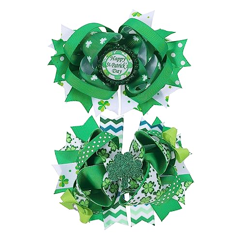 BESTonZON 2 Stück Vierblättrige Haarnadeln Patrick'S Day Kopfschmuck Haarschmuck St Patrick'S Day Haarspange Kleeblatt Haarspange Haarschleifen Kinder Kopfschmuck Kinder Haarspange von BESTonZON