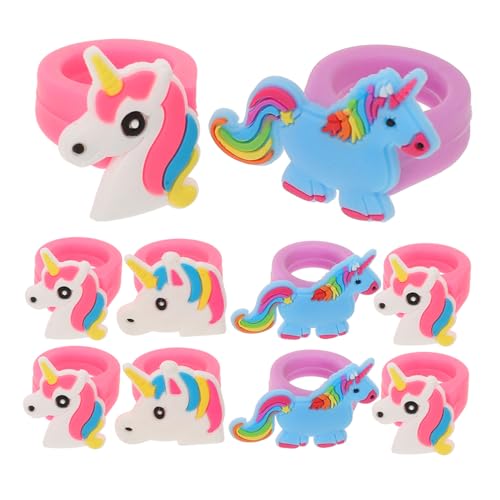 BESTonZON 20 Stk Cartoon-Ring aus weichem Gummi Einhornringe als Partygeschenke Einhornringe für Kinder Cartoon-Fingerringe kleinkind ringe Einhorn-Ringe-Schmuck Mädchen Kleid Spielzeug PVC von BESTonZON