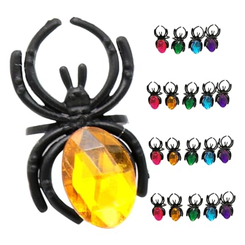 BESTonZON 20 Stück Teiliges Bunte Spinnen Fingerringe aus Kunststoff Verstellbar Langlebig und Leicht Halloween Party Zubehör für Kostüm Karneval und Alltag Farbenfrohe Schmuck Deko für von BESTonZON