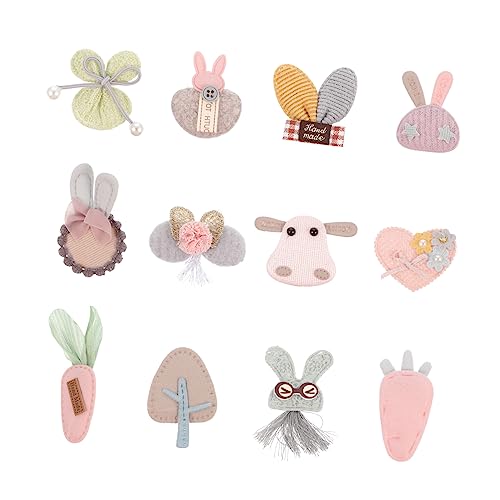 BESTonZON 24 Stück Kopfbedeckungszubehör Handgefertigte DIY Materialien Mädchen DIY Haarnadel Dekorative Haarnadeln Party Haarspangen Kinder Haarnadel DIY Blumen Cartoon Haarspange von BESTonZON