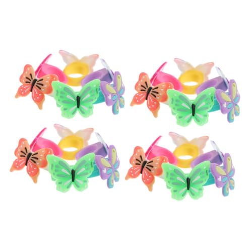 BESTonZON 24 Stück Teiliges Schmetterlingsringe für Mädchen Bunte Kinderringe mit Hohem Farbglanz Leicht und Bequem für Geburtstagsfeiern Partygeschenke und Mädchenschmuck von BESTonZON