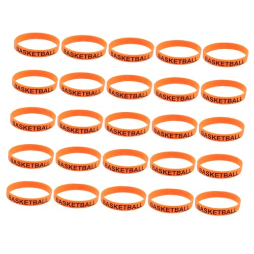 BESTonZON 25 Stück Teiliges Silikon Basketball Armband Einfarbige Bedruckte Wrist Straps mit Basketball Motiv Langlebig und Unisex Einheitsgröße für Party Festival und Geburtstagsfeiern von BESTonZON