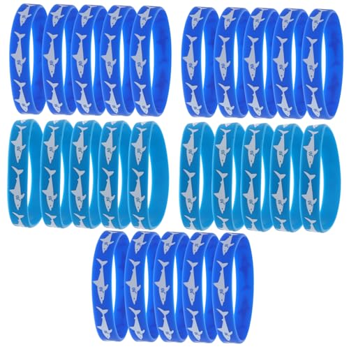BESTonZON 25 Stück Teiliges Silikonarmband mit Haifischdruck Farbenfrohe Robuste Party Wristbands Komfortabel und Langlebig für Karneval Geburtstag und Festival Outfits Zufällige Farbe von BESTonZON