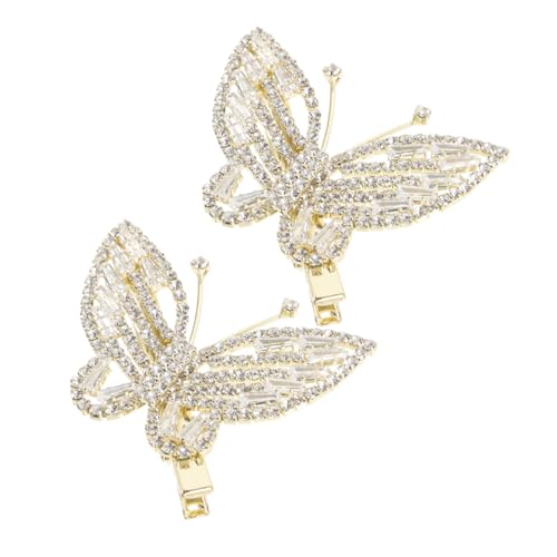 BESTonZON 2stücke Schmetterlings-haarspangen Mit Strass Glitzernde Haarspangen Für Mädchen Und Damen Kleine Dekorative Metallfarbene von BESTonZON
