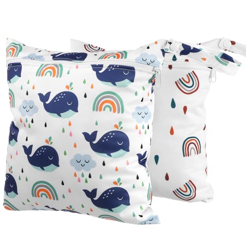 BESTonZON 2stücke Wickeltasche Für Babyartikel Mit Cartoon-Muster Reise-mäppchen Für Nasse Kleidung Und Schmutzige Babykleidung Tragbar von BESTonZON