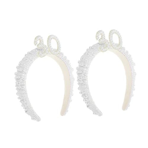 BESTonZON 2stücke Geburtstagskopfbedeckung Für Frauen Elegante Haaraccessoires Für Partys Und Fotoshootings Inklusive Stilvoller Perlen-headbands Für Geburtstagsfeiern von BESTonZON