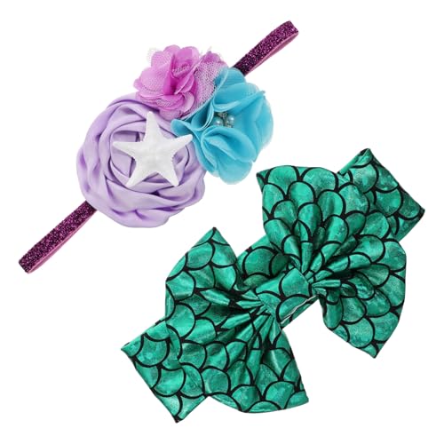 BESTonZON 2stücke Junge Mädchen Stirnband Mit Seestern Und Schleifen Dekoration Elastisches Haar-accessoire Für Mädchen Kopfbedeckung Für Kindertag von BESTonZON