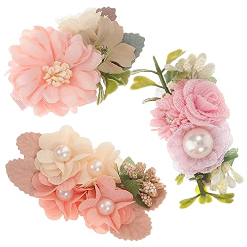 BESTonZON Kinder Haarspangen Haarschmuck Blumen 3er Set Blumen Haarspangen Für Ädchen Kunstblumen Haarschmuck Mit Perlen Haarclips Für Üße Haaraccessoires Für Kleinkinder Und Ädchen von BESTonZON