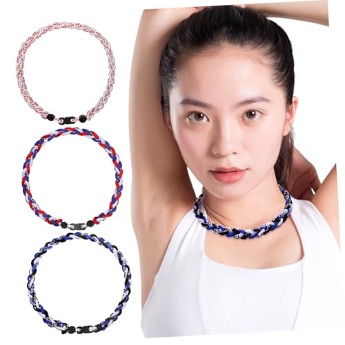 BESTonZON 3 Stück Geflochtene Baseball Halskette Sport Schmuck für Männer Baseball Fan Verstellbar Robust Vielseitig Modisch in Rot Blau Rot Weiß Blau von BESTonZON