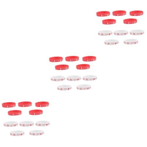 BESTonZON 30 Stück Teiliges Set Weihnachts Silikonarmbänder Rot und Weiß Leicht Bequem Festliche Muster Partydekoration für Weihnachtsfeiern und Themenveranstaltungen Modisch und Vielseitig von BESTonZON